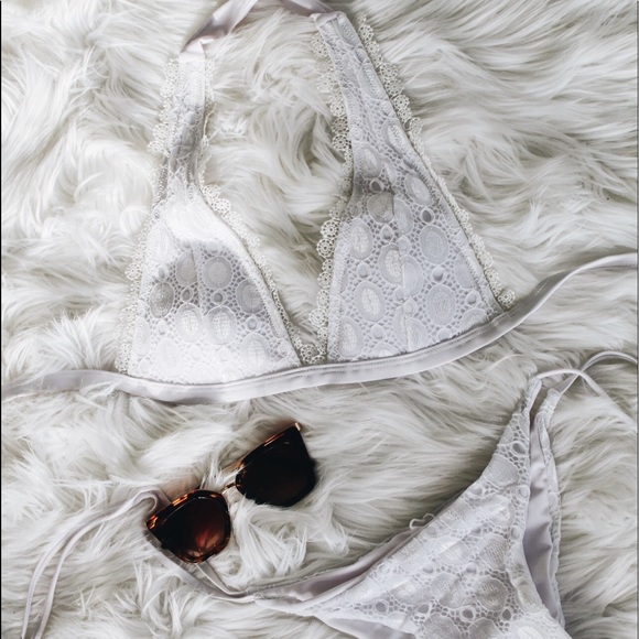 WILA Other - lace crochet halter top white cheeky bikini